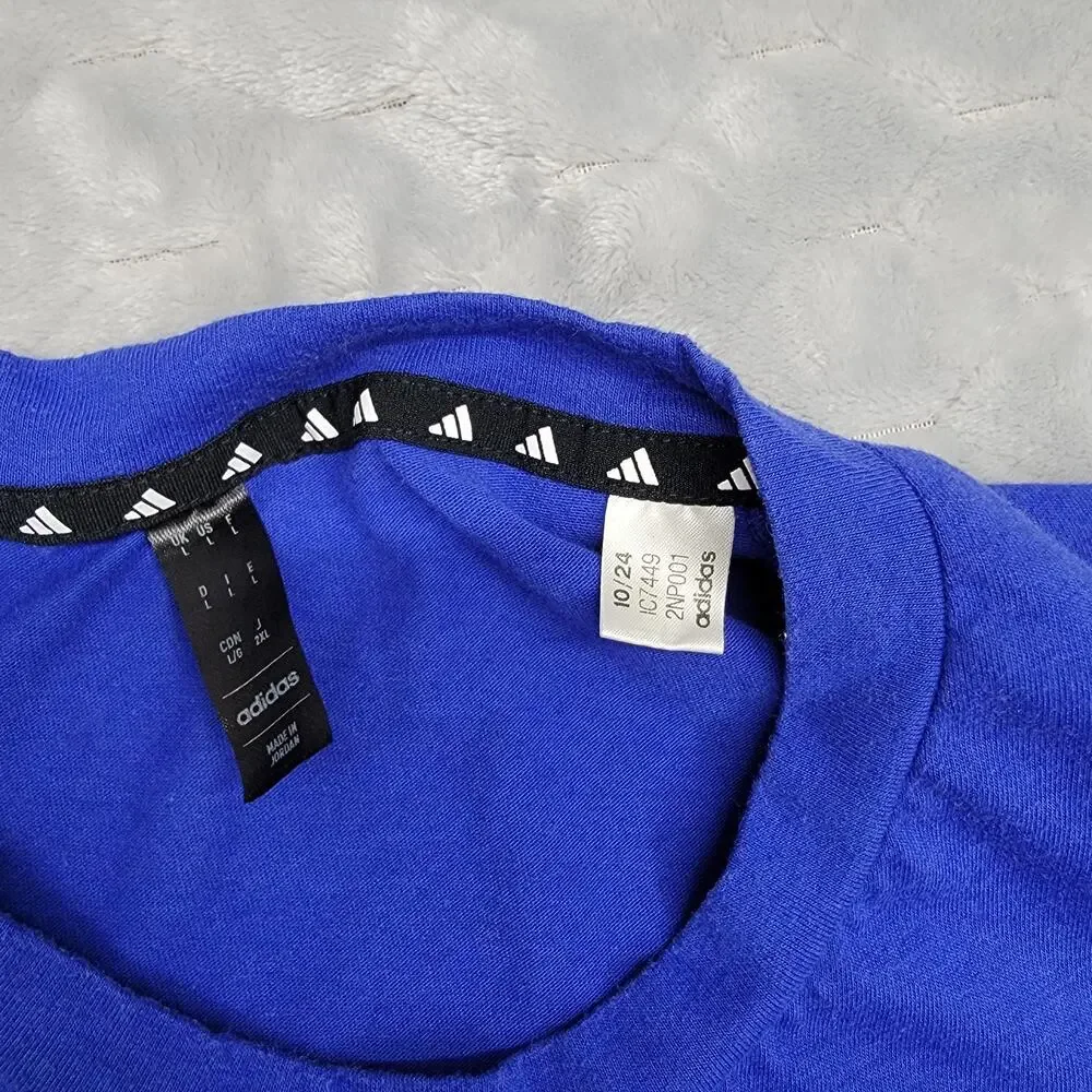 Adidas Aeroready Mens Large Blue Short Sleeve Athletic Training T-Shirt Tee